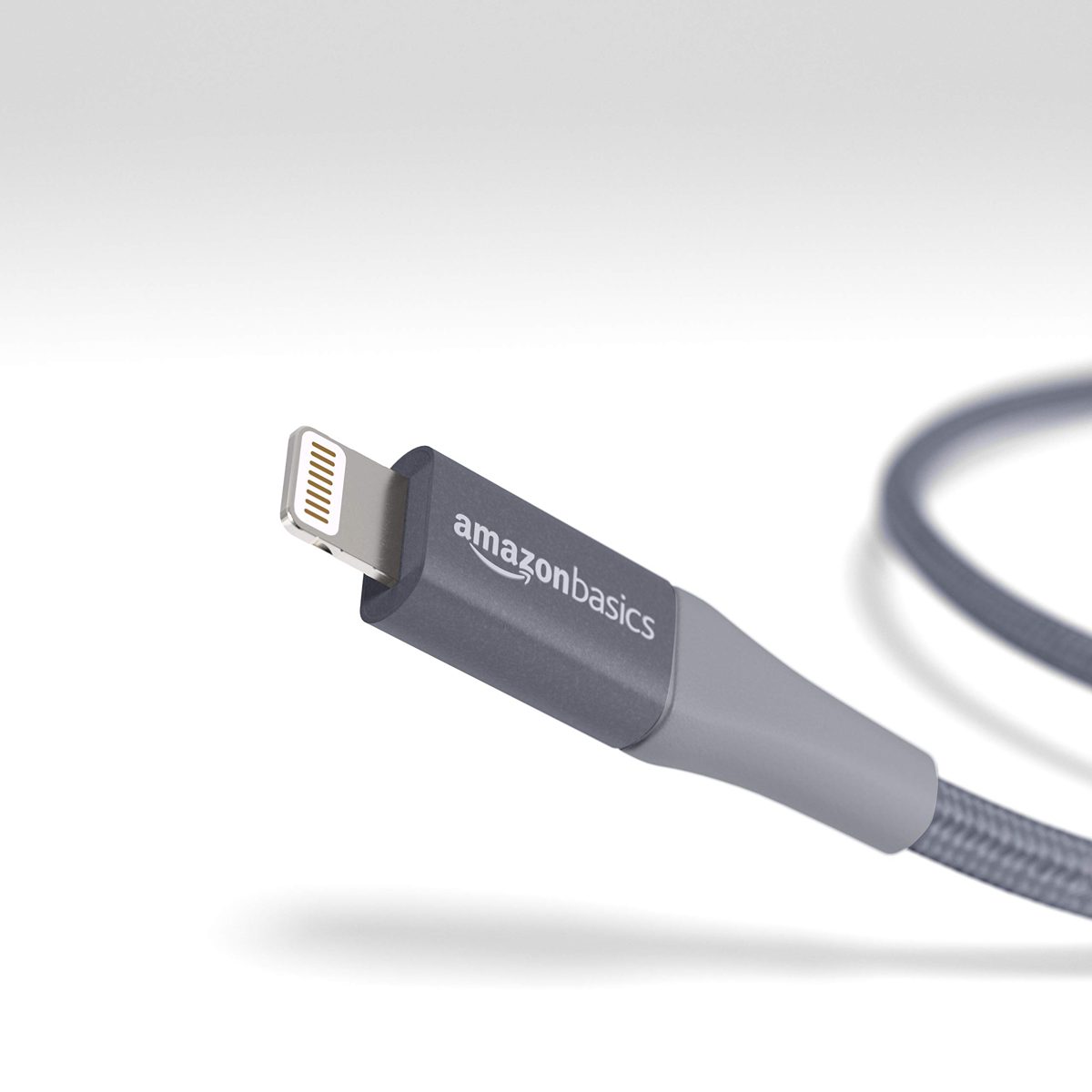 AmazonBasics Double Braided Nylon Lightning to USB Cable, Advanced Collection, MFi Certified Apple iPhone Charger, Dark Gray, 3 Foot