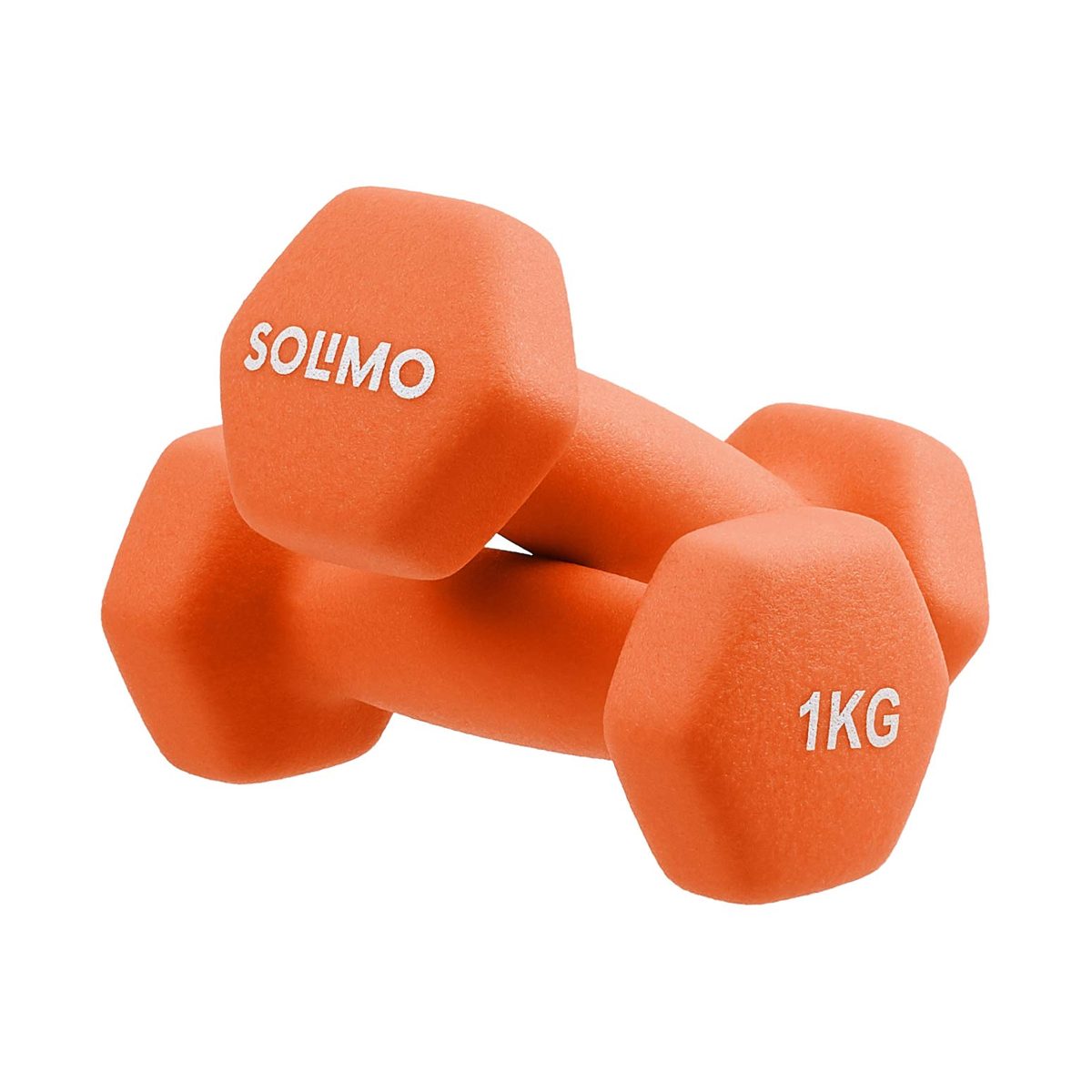 Amazon Brand - Solimo Neoprene Dumbbell 1kg, Set of 2 (Orange)
