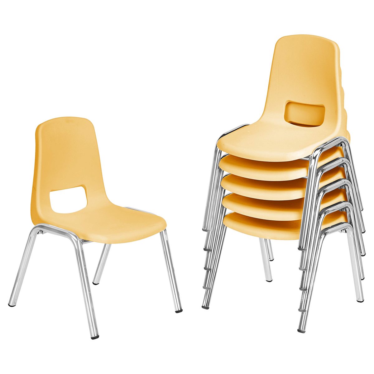 AmazonBasics 12 Inch School Classroom Stack Chair, Chrome Legs, Yellow, 6-Pack