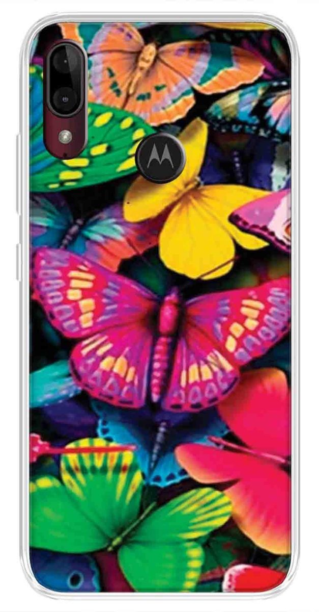 Amazon Brand - Solimo Designer Multicolor Butterfly Colourful Design Printed Soft Back Case Mobile Cover for Motorola Moto E6s / Motorola Moto E6 Plus