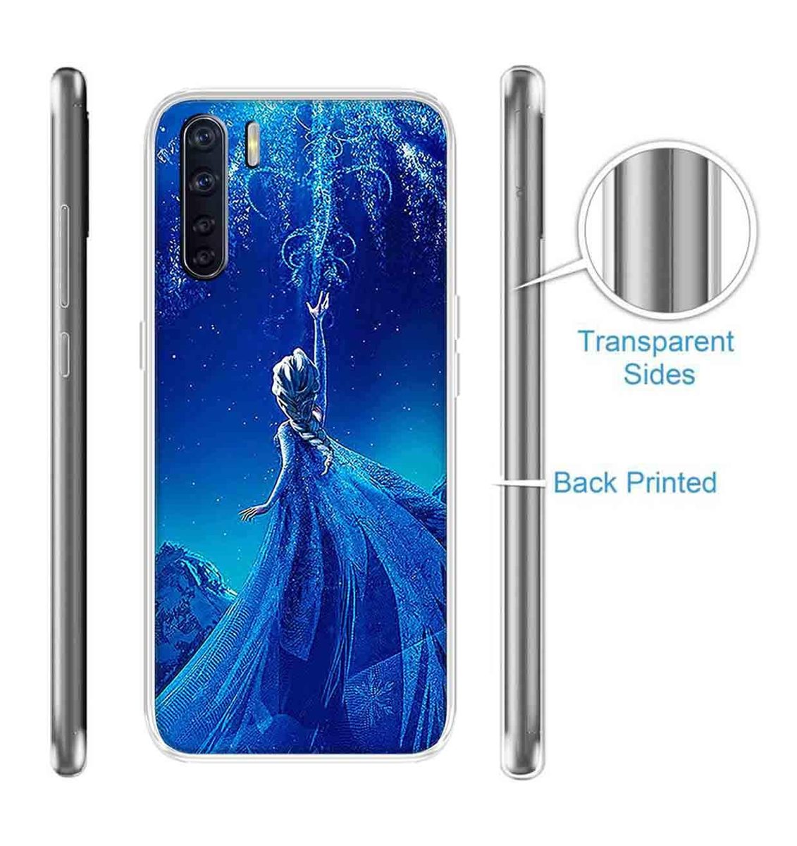 Amazon Brand - Solimo Designer Multicolor Girl Blue Design Printed Soft Back Case Mobile Cover for Oppo F15