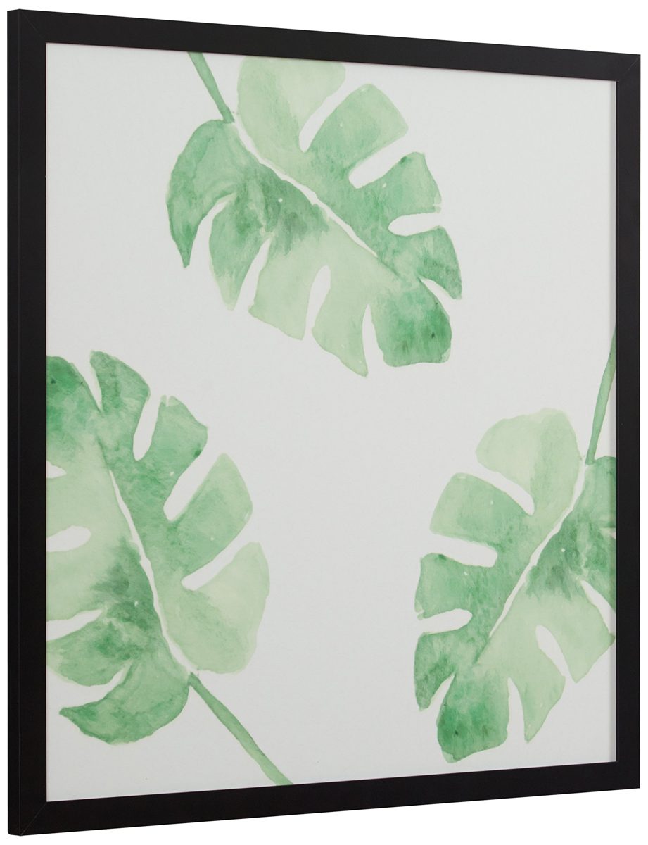 Amazon Brand – Rivet Watercolor Green Leaf Print Wall Art in a Black Wood Frame, 20" x 20"