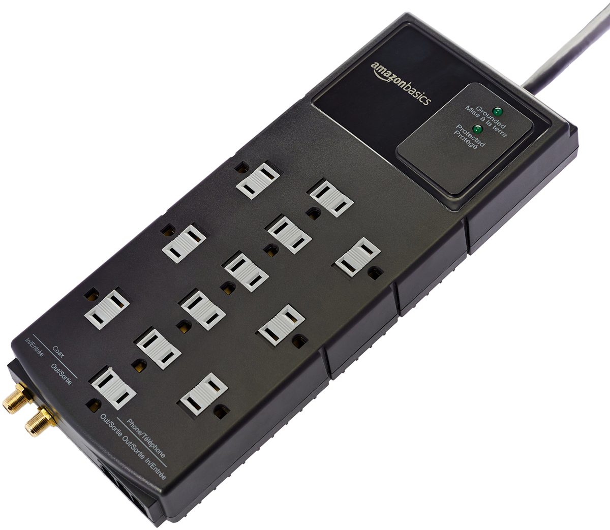 AmazonBasics 12-Outlet Surge Protector, 4,350 Joule, 8-foot Cord