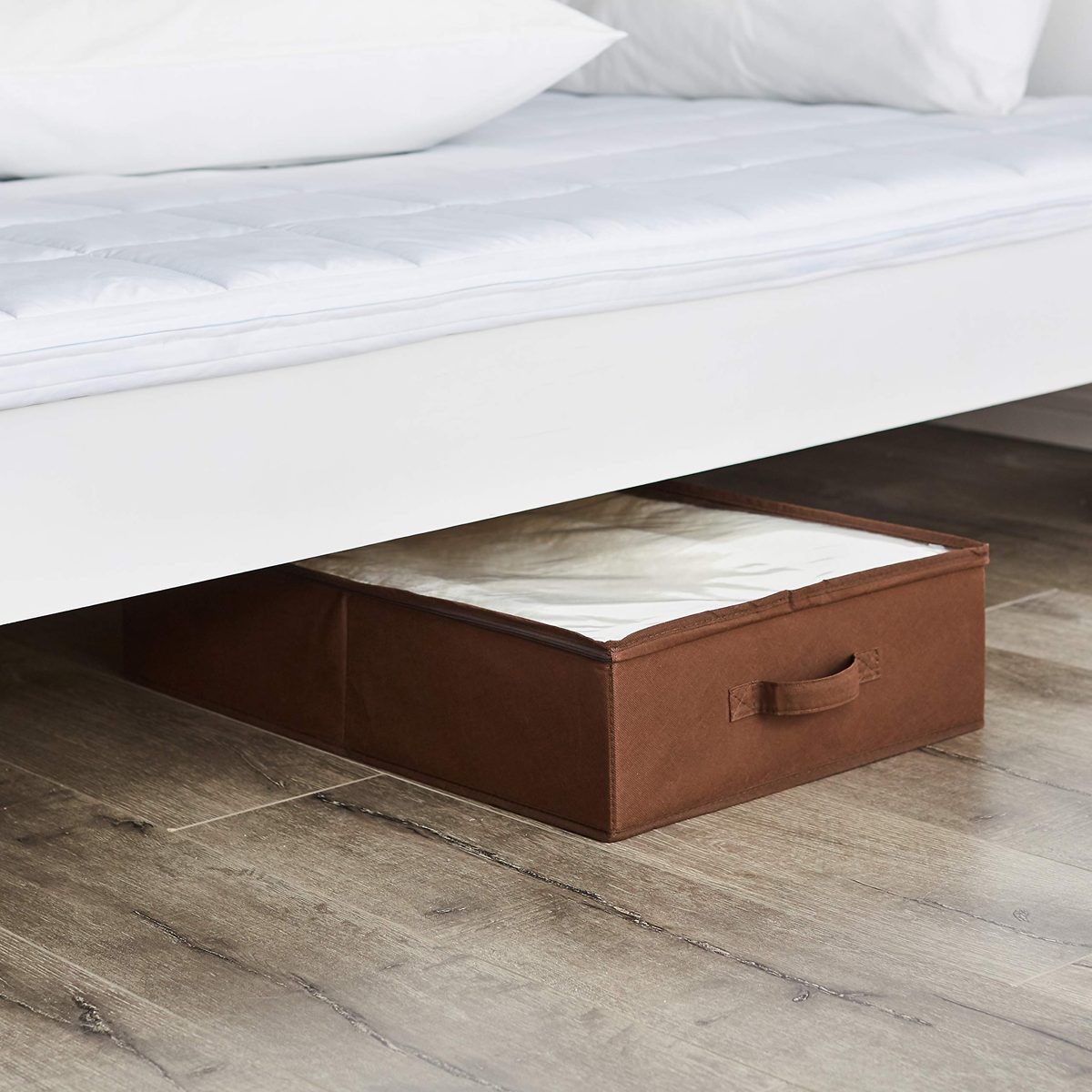 Amazon Brand - Solimo 1 Piece Fabric Under Bed Organiser, Brown