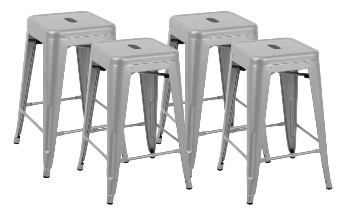 Ravenna Home Decorah Stackable Metal Kitchen Counter Bar Stools, 24"H, Set of 4