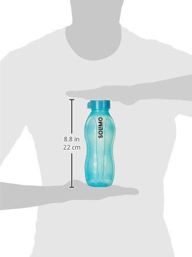Amazon Brand - Solimo Alaska Plastic Water Bottle Set, Set of 3, 600ml, Teal