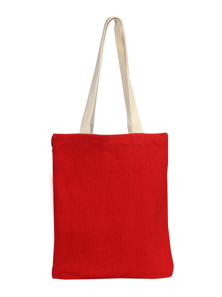 EONO Tote Bags Reusable Shopping Bag Eco-Friendly Recycled Cotton Fabric Handbag Grocery Shoulder Plain Canvas Tote Bags for Women, Men, Girls - Red | 0412