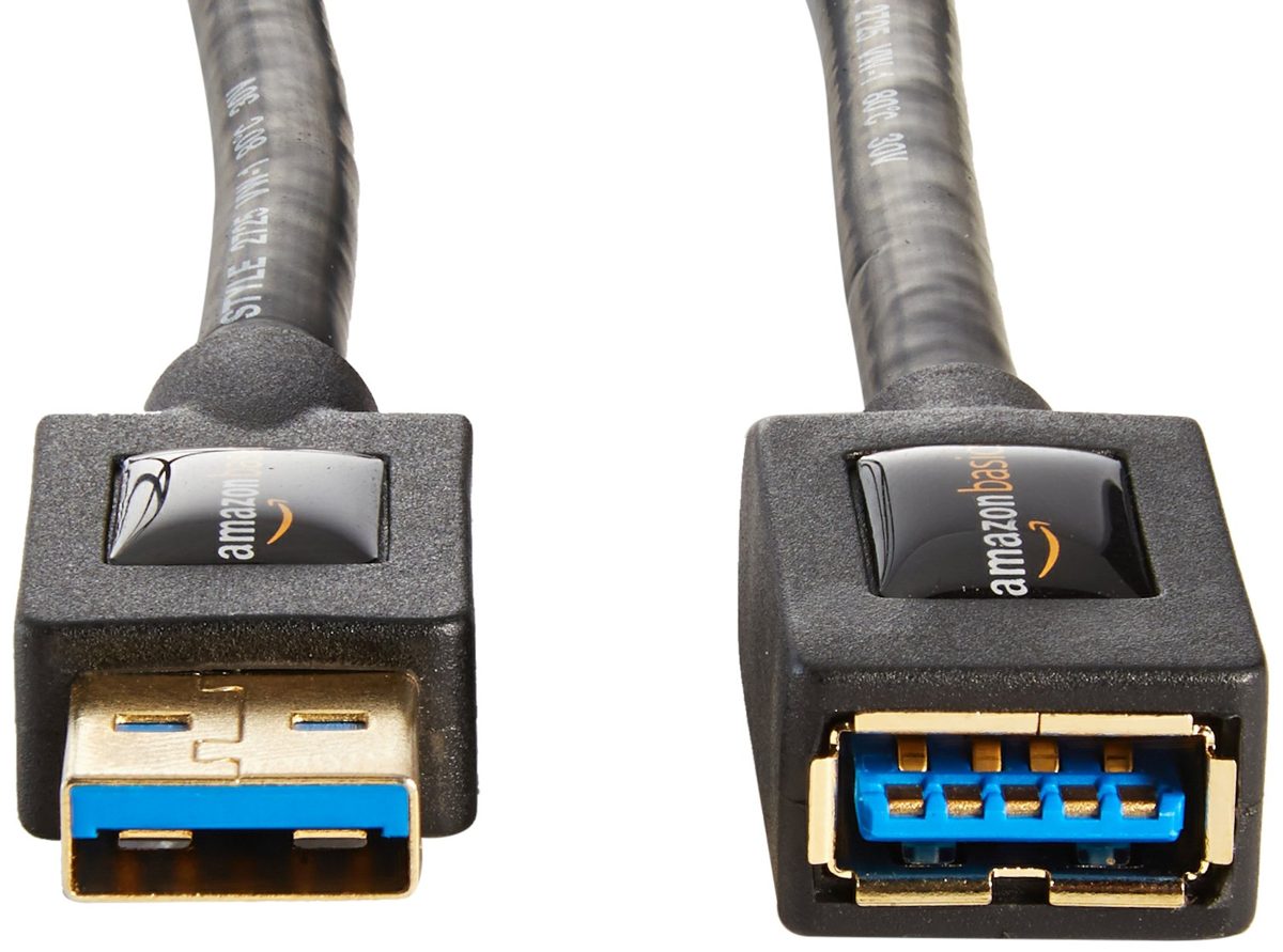 AmazonBasics USB 3.0 Extension Cable - A-Male to A-Female Extender Cord - 6 Feet (2 Pack)