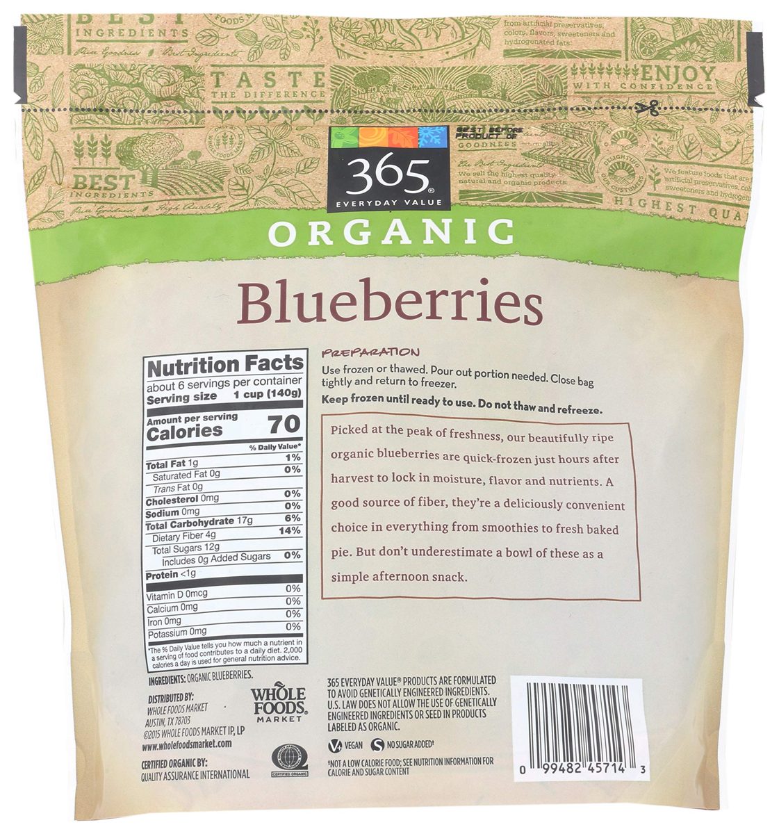 365 Everyday Value, Organic Blueberries, 32 oz, (Frozen)