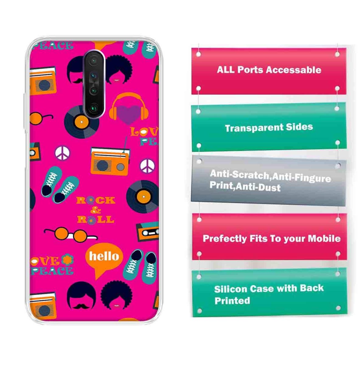 Amazon Brand - Solimo Designer Multicolor Pink Pattern Design Printed Soft Back Case Mobile Cover for Poco X2 / Xiaomi Redmi K30