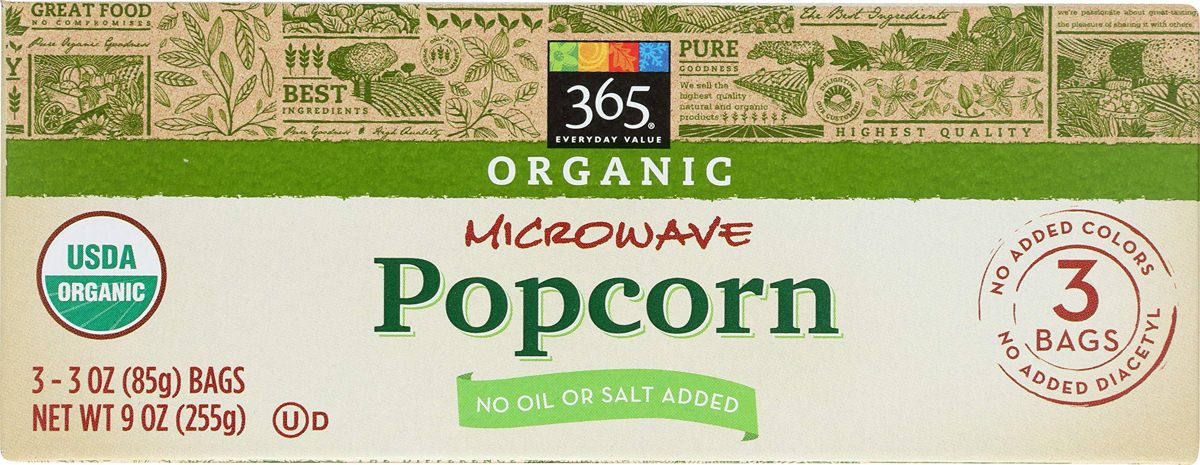 365 Everyday Value, Organic Microwave Popcorn, 3 oz, 3 pk