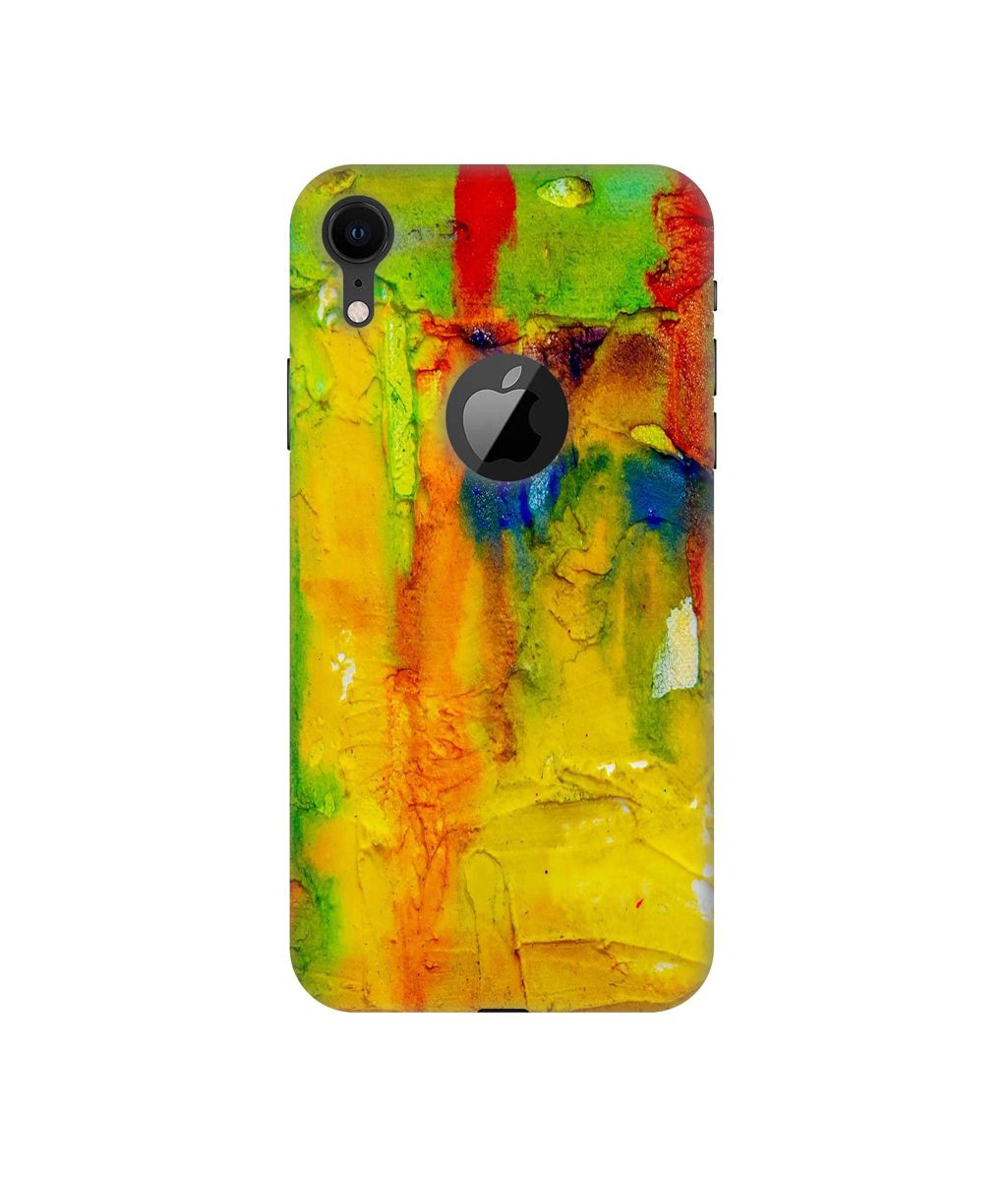 Amazon Brand - Solimo Designer Yellow and Green Paint 3D Printed Hard Back Case Mobile Cover for Apple iPhone XR (Logo Cut)