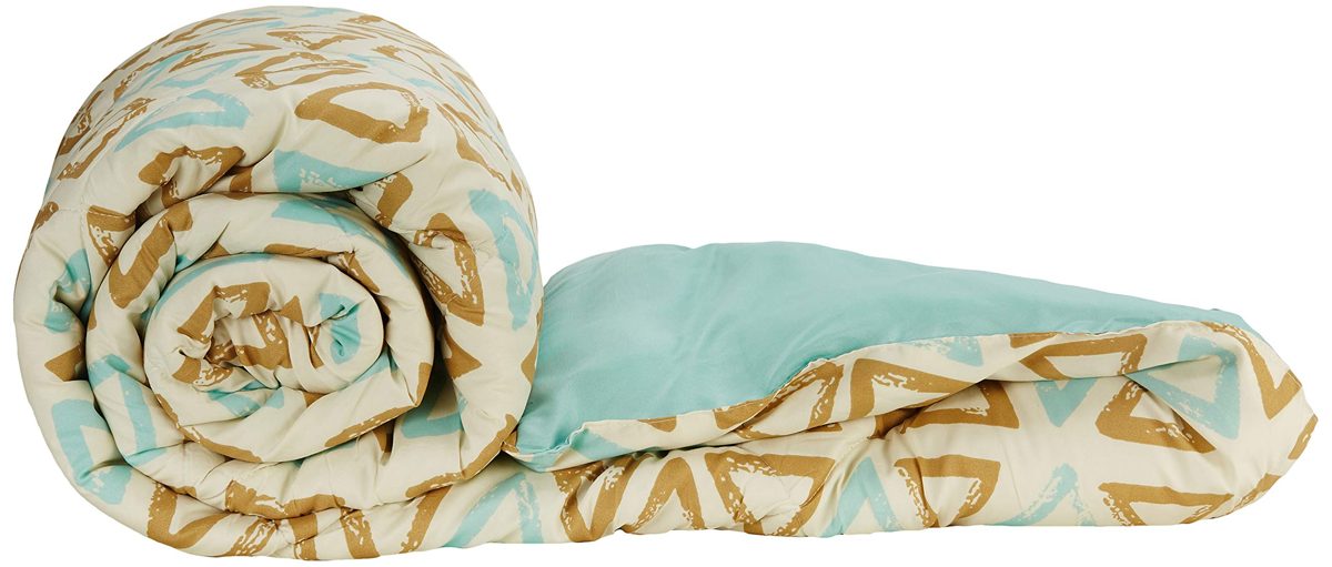 Amazon Brand - Solimo Andy Microfibre Printed Comforter, Single, 200 GSM, Blue and Brown