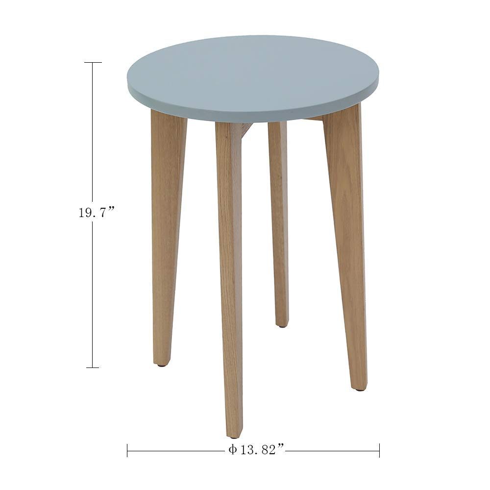 Amazon Brand - Movian Đerdap Round End/Side Table, 35 x 35 x 50cm, Light Grey Top with Brown Legs