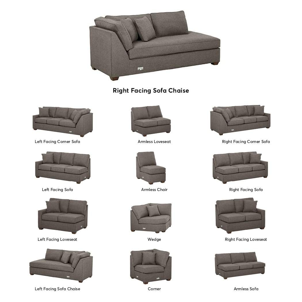 Amazon Brand – Stone & Beam Bagley Sectional Component, Right-Facing Sofa Chaise, Fabric, 41"W, Stone