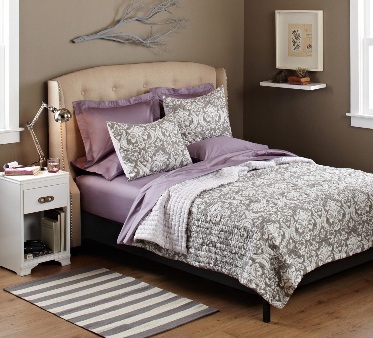 Pinzon 100-Percent Cotton Printed Twin Quilt Set, Taupe Damask