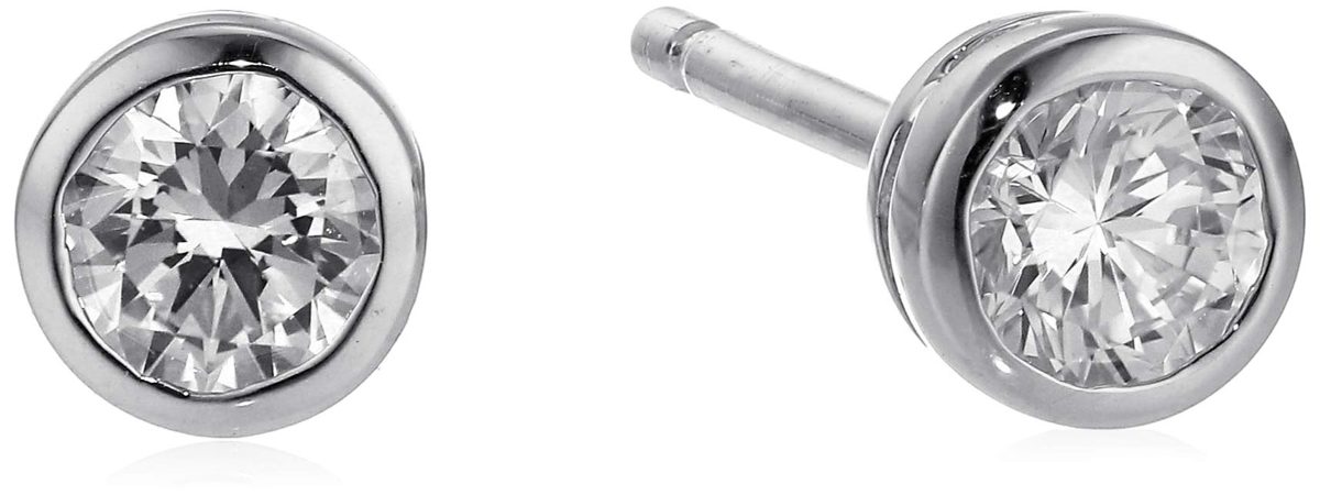 IGI Certified Lab Grown Diamond Bezel-Set Stud Earrings in 14k Yellow Gold (1/3 CT.TW., I-J Color, SI1-SI2 Clarity)