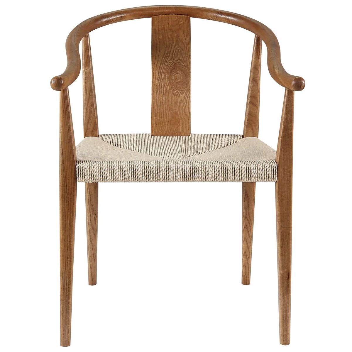 Amazon Brand – Stone & Beam Wishbone and Rattan Dining Chair with Arms, 21.9"W, Brown