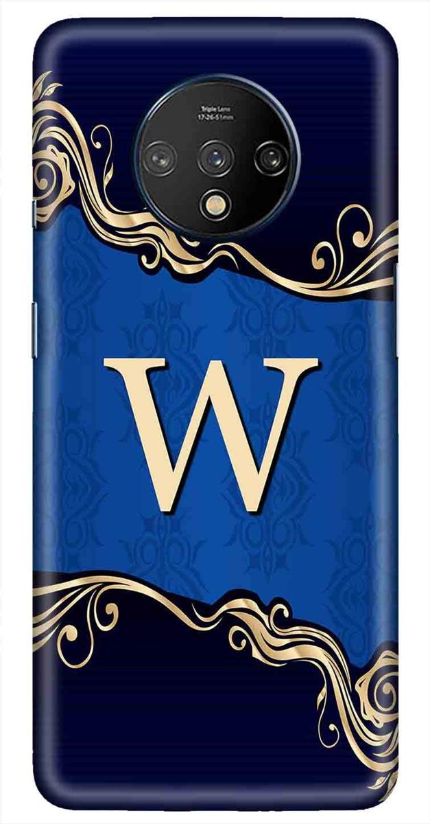 Amazon Brand - Solimo Designer Blue Pattern Alphabet-W 3D Printed Hard Back Case Mobile Cover for OnePlus 7T