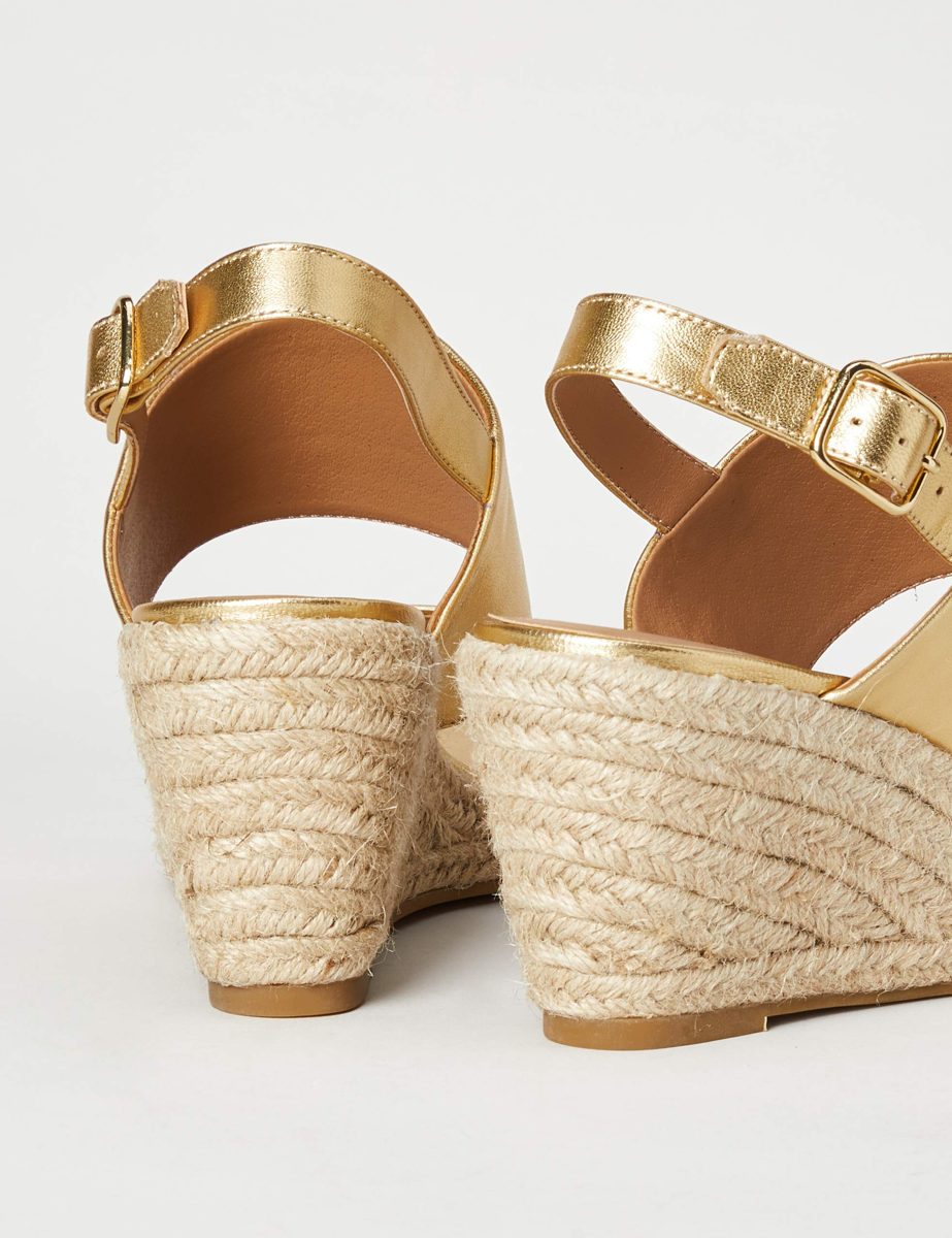 find. Women's Suede Leather Wedge Heel Espadrille Shoes Sandal, Gold Gold, 6 us