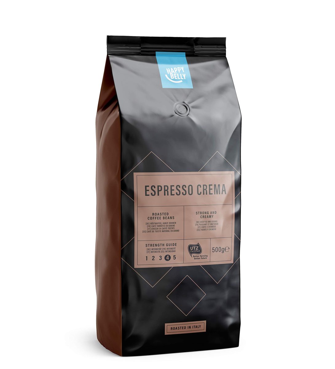 Amazon Brand - Happy Belly Coffee Beans "Espresso Crema" (12 x 500g)