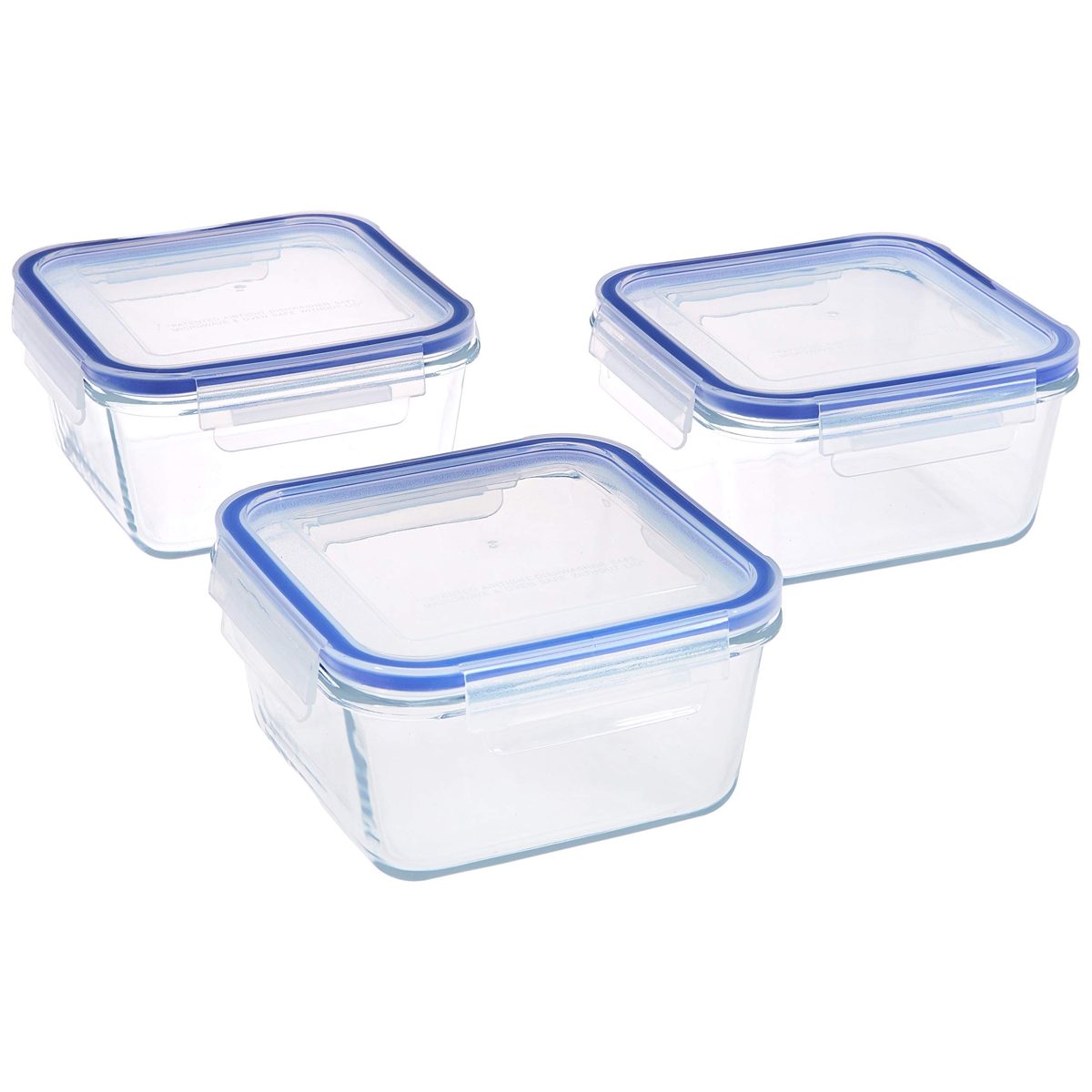 (Renewed) Amazon Brand - Solimo Square Glass Storage Container Set, 900ml, Set of 3, Transparent