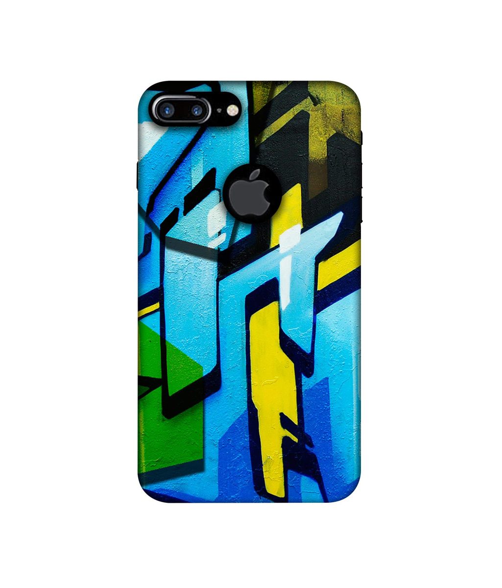 Amazon Brand - Solimo Designer Blue and Yellow Texture 3D Printed Hard Back Case Mobile Cover for Apple iPhone 7 Plus (Logo Cut)