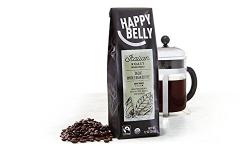 Amazon Brand - Happy Belly Italian Roast Decaf Organic Fairtrade Coffee, Dark Roast, Whole Bean, 12 ounce