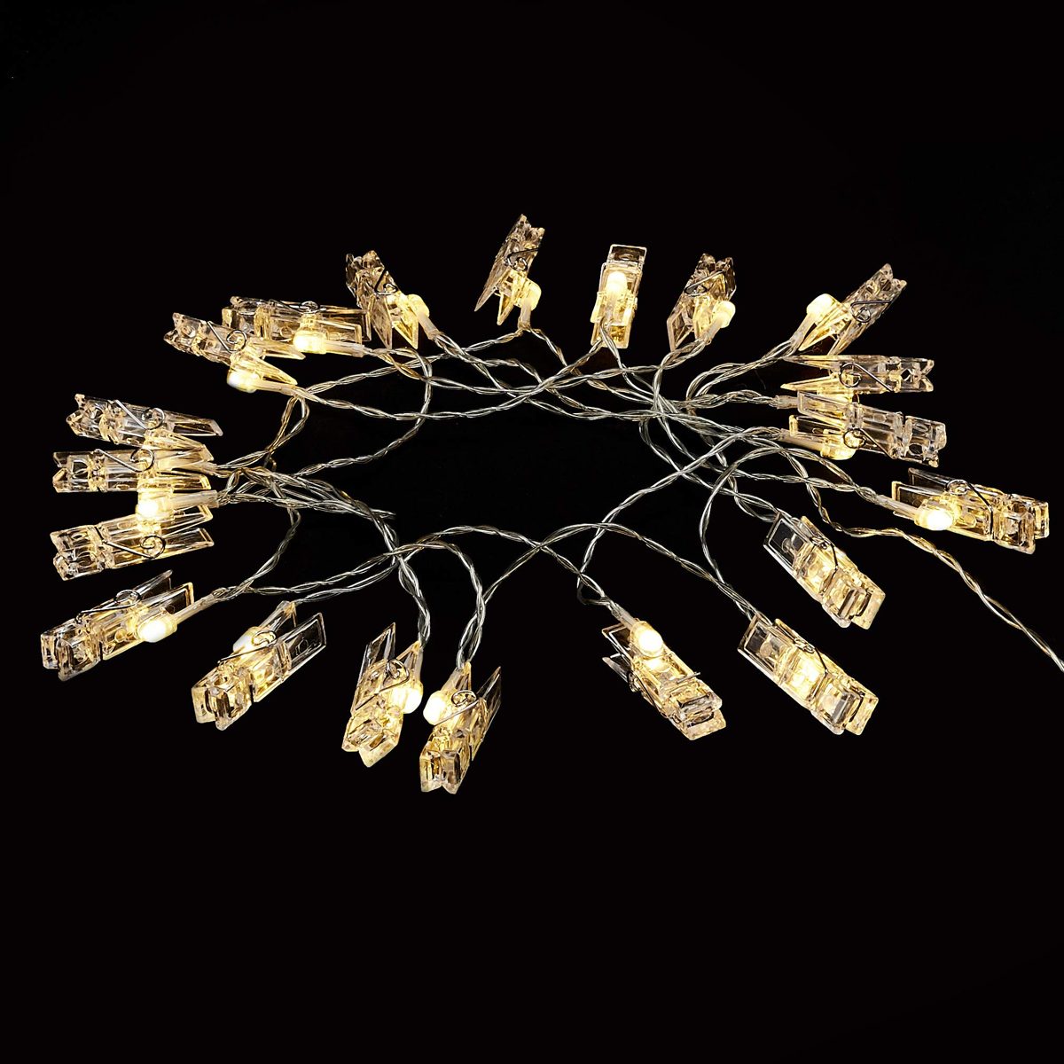 Amazon Brand - Solimo Photo Clip String Light for Decoration, Battery Powered, Warm White, 20 Clips
