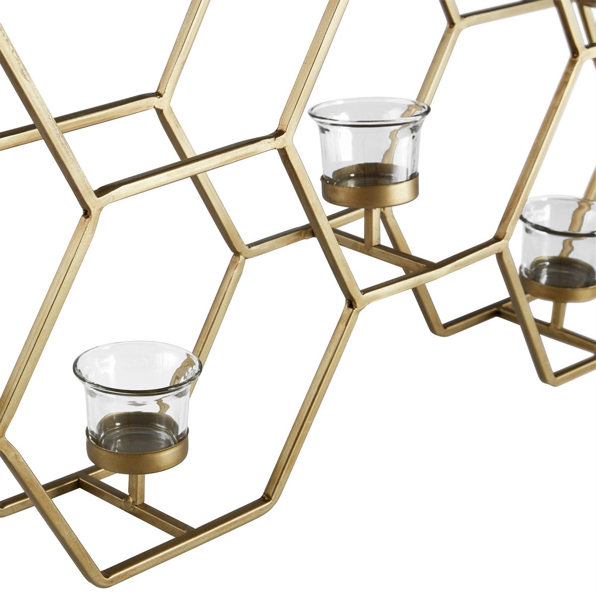 Amazon Brand – Rivet Modern Metal Wall Mounted Hexagon Tealight Candle Holder Decor - 11.5"H, Gold