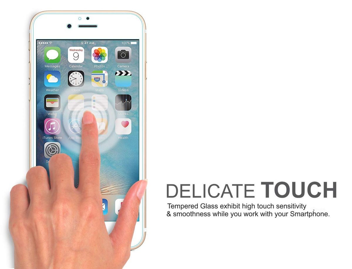 Amazon Brand - Solimo Premium Full Body Tempered Glass for iPhone 6S Plus with Installation Kit (White)