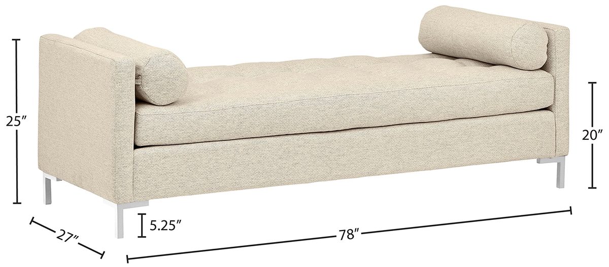 Amazon Brand – Rivet Uptown Mid-Century Tufted Customizable Daybed Sofa, 78"W, Platinum &amp; Silver