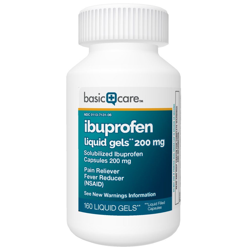 Amazon Basic Care Ibuprofen Liquid Gels 200 mg, Pain Reliever/Fever Reducer (Liquid Filled Capsules), 160 Count