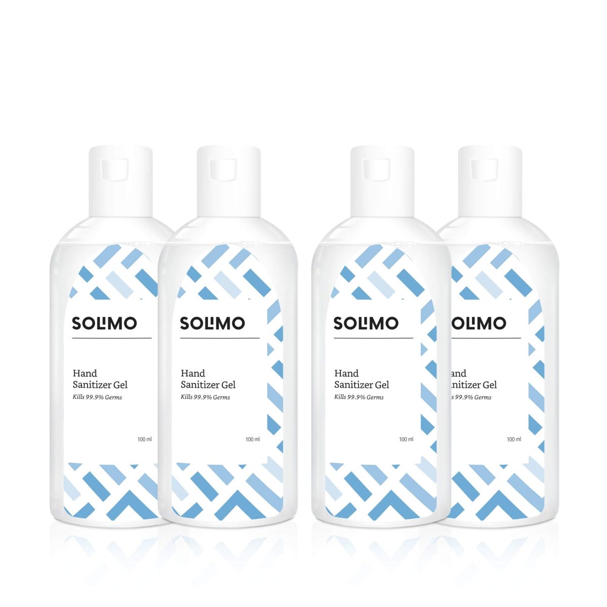 Amazon Brand - Solimo Hand Sanitizer Gel (72% Ethanol Absolute) - 100 ml (Pack of 4)