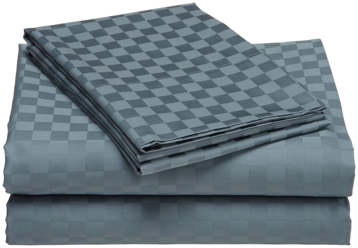 Pinzon 500-Thread-Count Cotton Lucia Checks Queen Sheet Set, Mineral