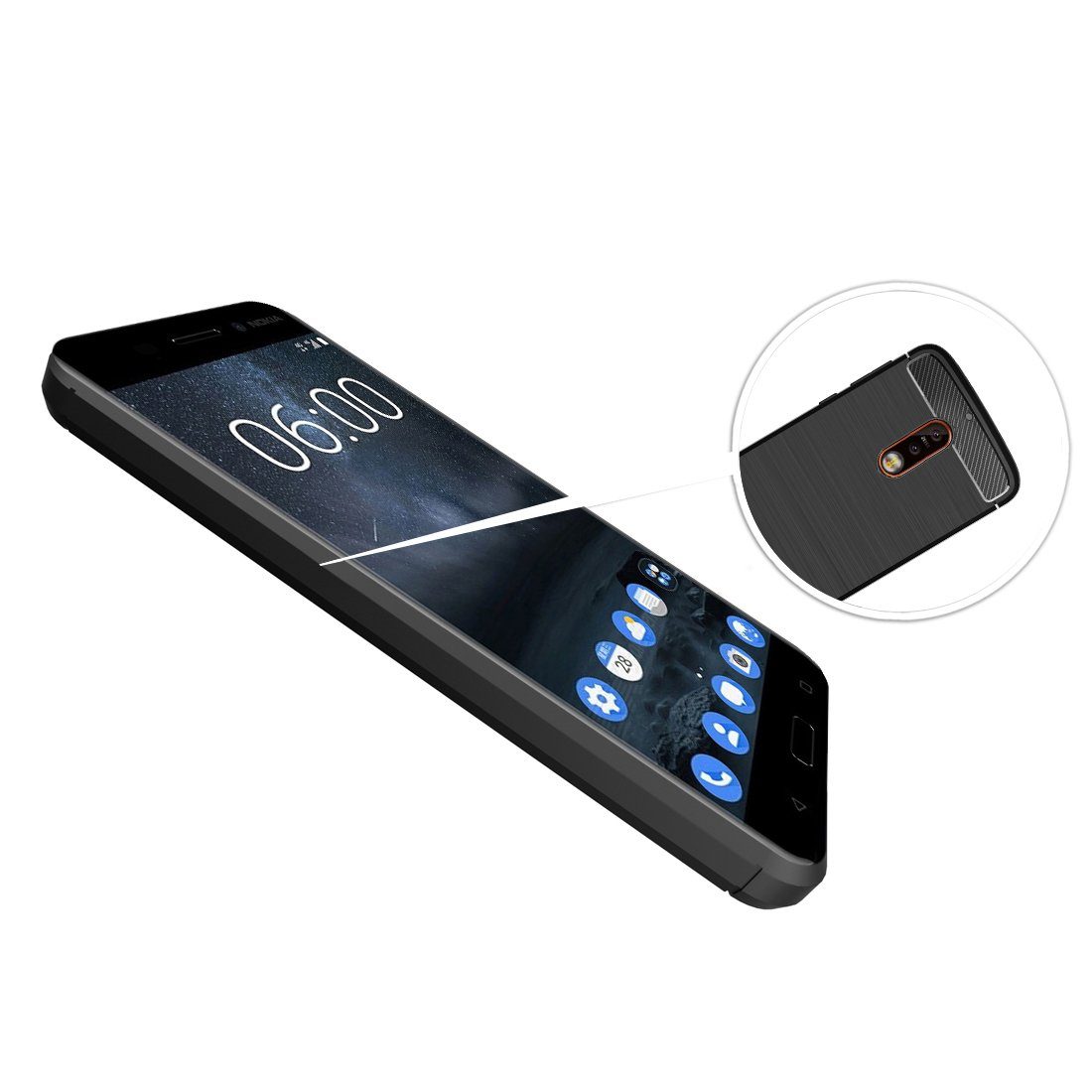 Amazon Brand - Solimo Protective Mobile Cover (Soft & Flexible Back case) for Nokia 6 (Black)