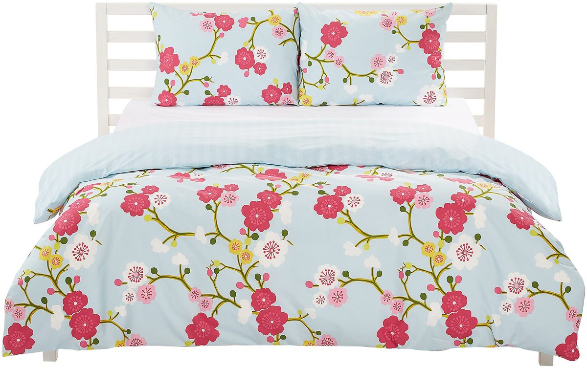 AmazonBasics Duvet Cover Set with 2 Pillowcases, Double - Oriental Flowers