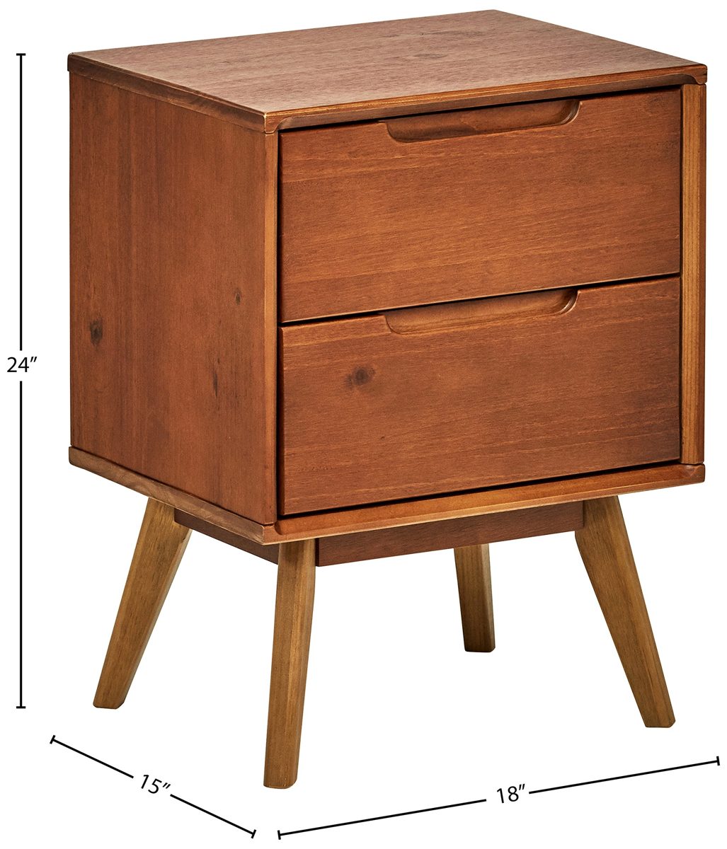 Amazon Brand – Rivet Mid-Century Stark 2-Drawer Nightstand, 24"H, Walnut