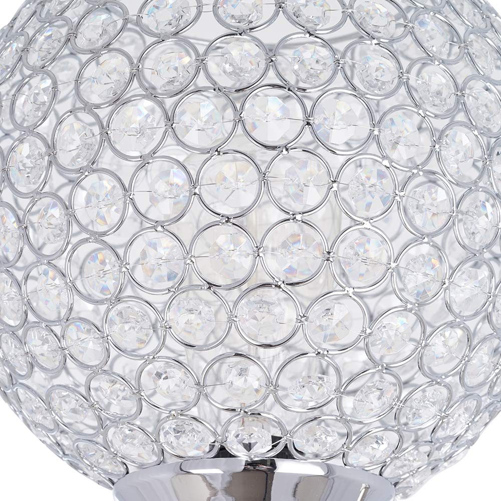 Amazon Brand – Rivet Modern Glam Glass Beads Torchiere Living Room Standing Floor Lamp With LED Light Bulb - 10 x 10 x 71 Inches, Chrome
