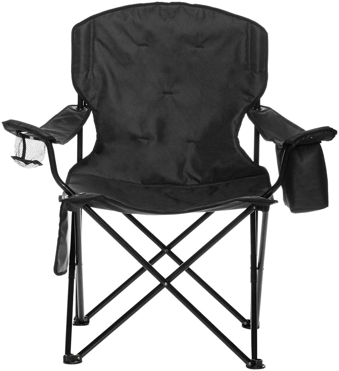 AmazonBasics Camping Chair with Cooler, Black (Padded) - XL (Renewed)