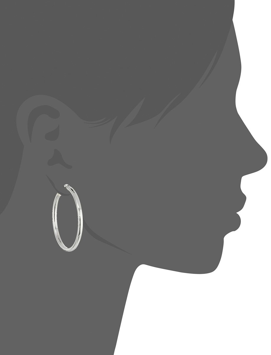 Sterling Silver 3mm Round Tube Hoop Earrings (1.5" Diameter)
