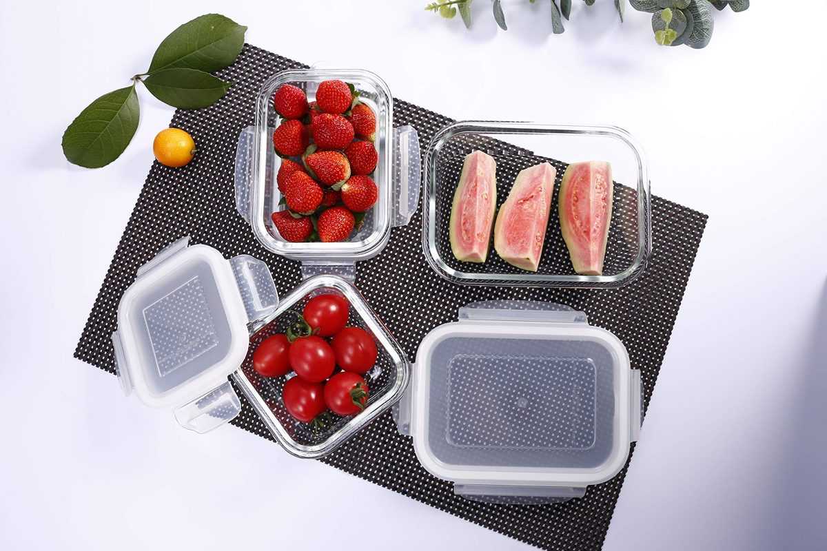 Umi. by Amazon 5 Piece Glass Container Food Storage Set with Lids