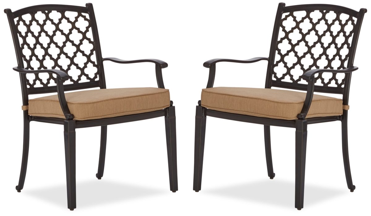 Strathwood Whidbey Cast-Aluminum Dining Arm Chair, Set of 2