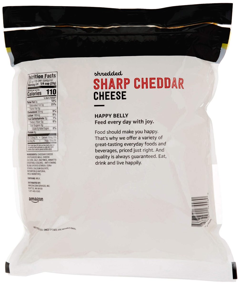Amazon Brand - Happy Belly Shredded Sharp Cheddar, 32 Ounce