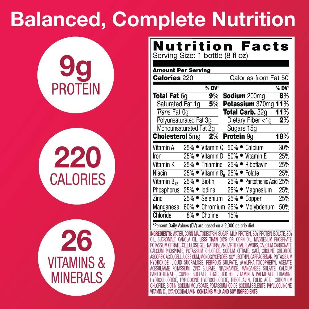 Amazon Basic Care Nutrisure Adult Nutritional Shake, Strawberry, 6 Count