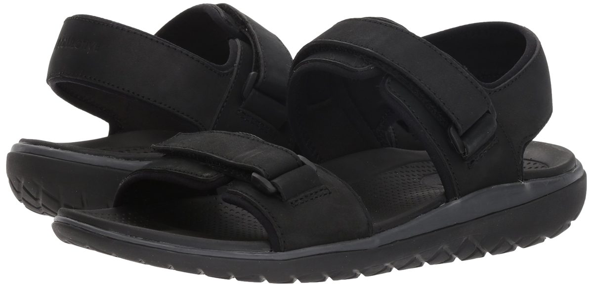 206 Collective Amazon Brand Men's Greenlake Double Band Velcro Sandal, Black Canvas/Nubuck, 8 D US