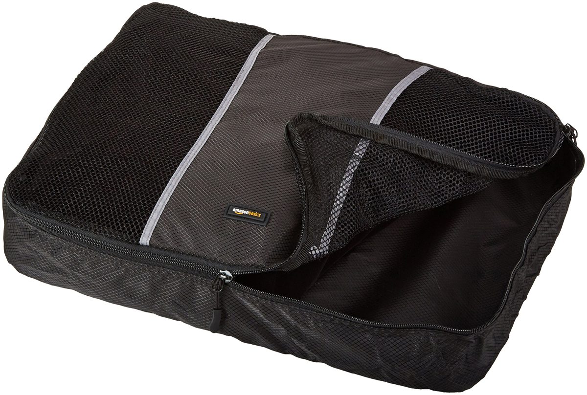 (Renewed) AmazonBasics Packing Cubes/Travel Pouch/Travel Organizer - Large, Black (4-Piece Set)