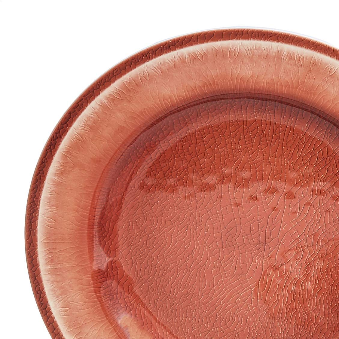 AmazonBasics 12-Piece Melamine Dinnerware Set - Service for 4, Red Crackle Glaze