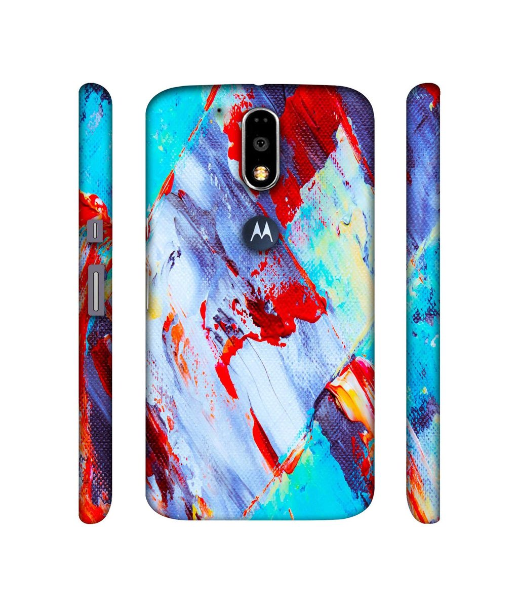 Amazon Brand - Solimo Designer Blue and Red Brush Texture 3D Printed Hard Back Case Mobile Cover for Motorola Moto G4 Plus (with Logo Cut)