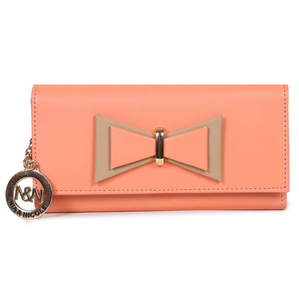 Nia & Nicole Women's Wallet (Orange, Beige)